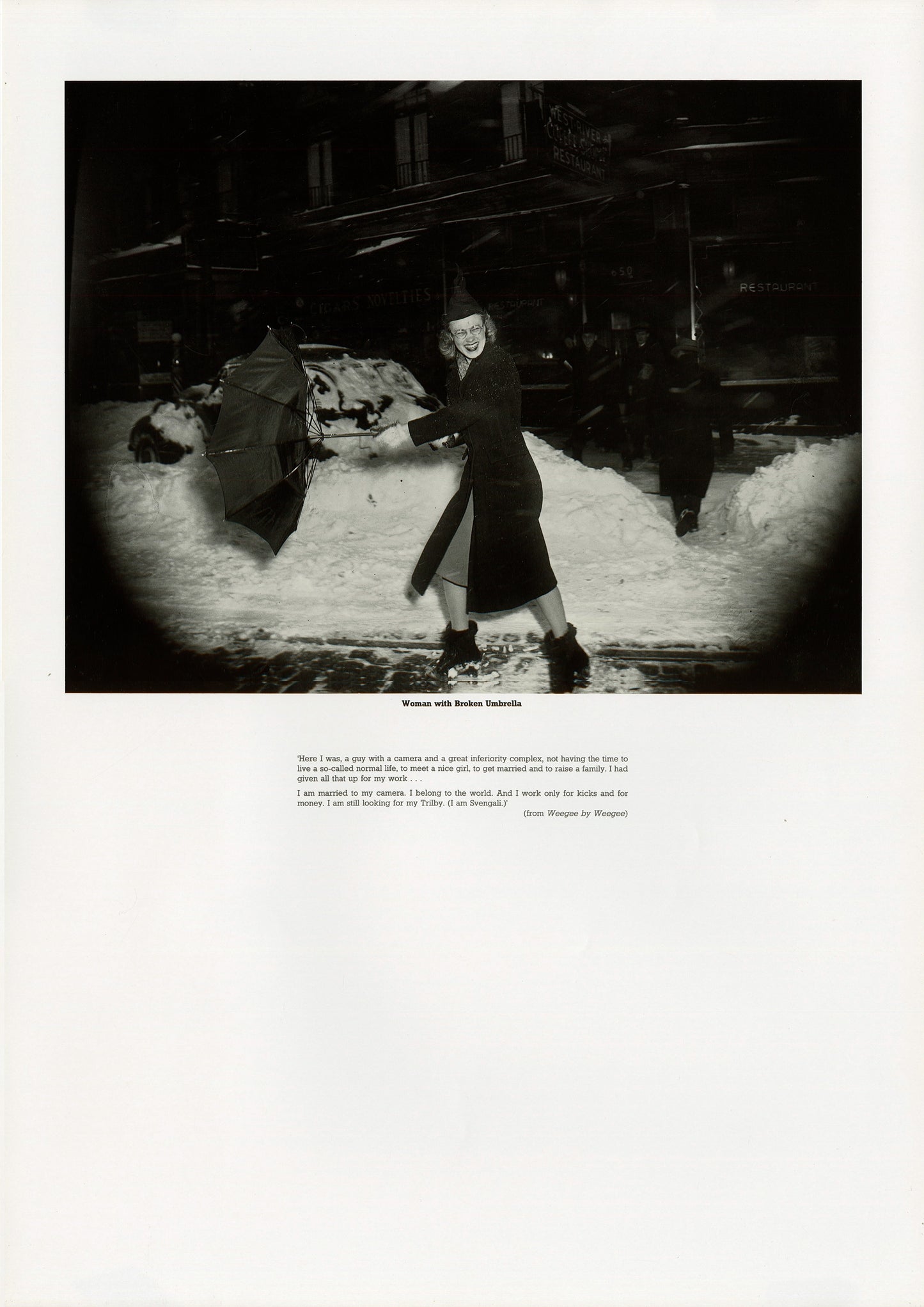 Woman with Broken Umbrella Poster