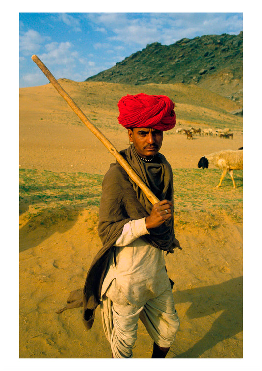 Shepherd, Tilonia, Rajasthan, India, 1980